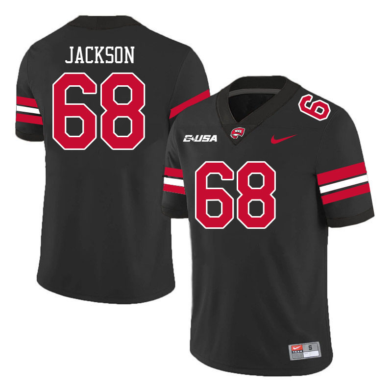 Western Kentucky Hilltoppers #68 Colt Jackson College Football Jerseys Stitched Sale-Black